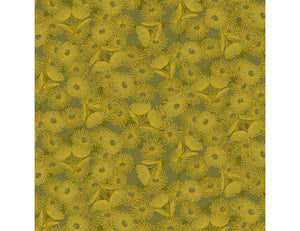 The Textile Pantry "Under the Australian Sun Collection - Flowering Gum in Olive" Fabric by Leesa Chandler