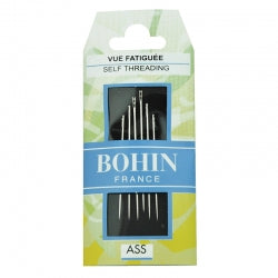 Bohin Self Threading Needles for Hand Stitching Assorted Sizes 3/8