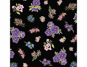 The Textile Pantry "Under the Australian Sun Collection - Floral in Purple/Black" Fabric by Leesa Chandler