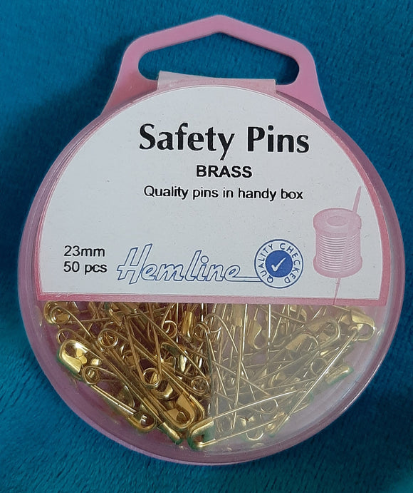 Hemline Safety Pins 23mm Brass 50 Pieces