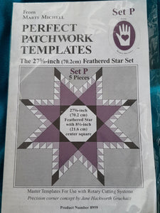 Perfect Patchwork Templates from Marti Mitchell Set P Feathered Star