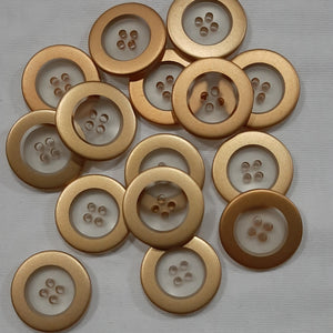 Button Singles - Plastic 22mm "Gold/Clear Center" by Flair Accessories