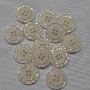 Button Singles - Plastic 18mm "Cream/Iridescent" by Astor Buttons