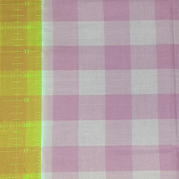 Fabric Remnant Piece - Pink Woven Gingham Check 60cm x 50cm