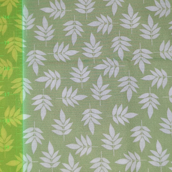 Fabric Remnant - Leaves on Green x 40cm