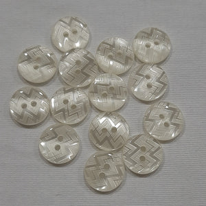 Button Singles - Plastic 16mm "White Chevron" by Cut Above