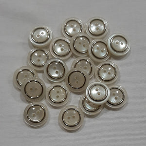 Button Singles - Plastic 15mm "Cream/Silver" by Flair Accessories