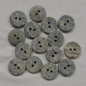 Button Singles - Plastic 18mm "Blue/Grey Textured" by Terries