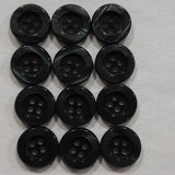 Button Set of 12 - Plastic 15mm "Charcoal Grey"