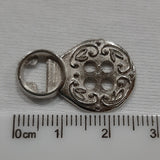 Button - Coat Fastener - Metal 40mm "Silver Decorative/2 Piece Set"