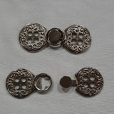 Button - Coat Fastener - Metal 40mm "Silver Decorative/2 Piece Set"