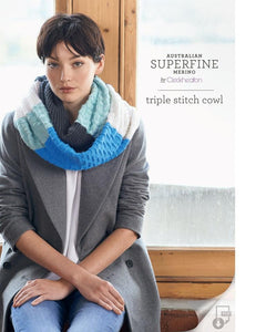 Cleckheaton Australian Superfine Merino 8ply "Triple Stitch Cowl" Knitting Pattern