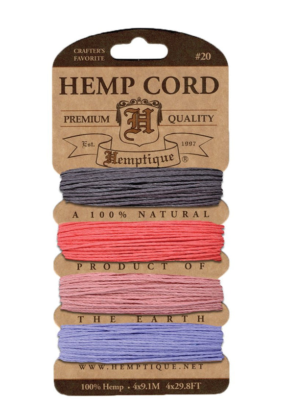 Hemptique 100% Hemp Cord 4 Colour Card English Tea
