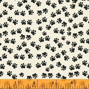 Windham Fabrics - Hot Dogs and Cool Cats GOTS Certified "Paws on Cream" by Carolyn Gavin