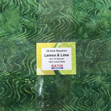 Batik Australia 10" Squares "Lemon and Lime" Precut Fabric