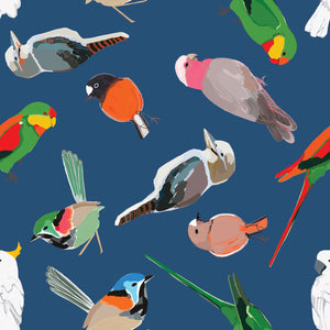 Devonstone Collection "A Pair of Parrots Among Friends on Blue" from Robyn Hammond Fabric Collection
