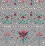The Textile Pantry "Melba Collection - Border Stripe in Grey/Pink" Fabric by Leesa Chandler