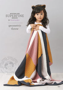 Cleckheaton Australian Superfine Merino 8ply  "Geometric Throw" Knitting Pattern