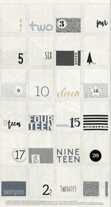 Moda Fabrics + Supplies "White Christmas Metallic Christmas Countdown Calendar Panel" by Brigitte Heitland for Zen Chic