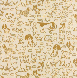 Moda Fabrics + Supplies "Woof Woof Meow - Barky Bark Gold" by Stacy Iest Hsu