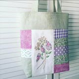Faded Rose Designs "Summer Lilacs Tote" Embroidered Tote Bag Pattern by Diane Ritchie