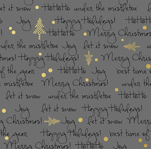 Moda Fabrics + Supplies "White Christmas Metallic Christmas Trees in Graphite" by Brigitte Heitland for Zen Chic