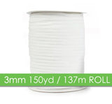 Elastic 3mm Round Cord in Black or White