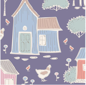 Tilda "Tiny Farm - Feature Print in Blueberry " Quilt Collection Fabric by Tone Finnanger
