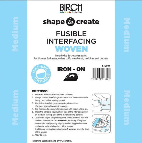 Birch Creative - Shape to Create Fusible Interfacing Woven (Medium Weight Woven for Clothing)