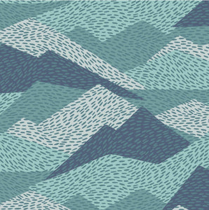 Dashwood Studio "Elements - Stitched Mountains in Lagoon" Fabric by JoJo Coco Design
