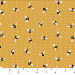 Northcott Fabrics - "Bee Kind - Tossed Bees On Mustard" by Jade Mosinski