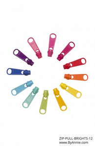 By Annie Purse Parts Zipper Pulls pack of 12 Brights