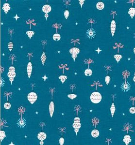 Cotton+Steel Collection "Garland - Ornaments in Teal" Fabric Designed by Rashida Coleman-Hale