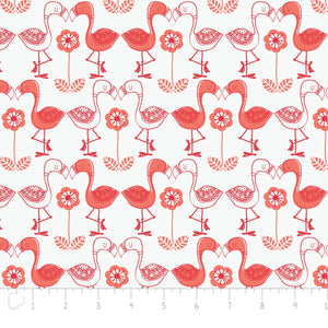 Camelot Fabrics - "Jungly" Flamingos in Coral by Andrea Turk at Cinnamon Joe Studio