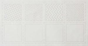 Cosmo Hidimari Sashiko Sampler Pre Printed Fabric Panel by Lecien - 4 Small Squares in White