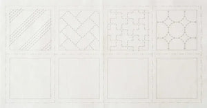 Cosmo Hidimari Sashiko Sampler Pre Printed Fabric Panel by Lecien - Small Squares in White