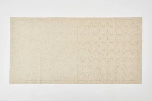 Cosmo Hidimari Sashiko Sampler Pre Printed Fabric Panel by Lecien  - Circle in Greige