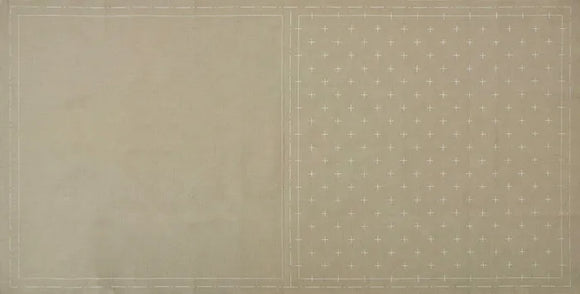 Cosmo Hidimari Sashiko Sampler Pre Printed Fabric Panel by Lecien - Kasuri in Taupe