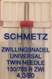 Schmetz Needles - Universal 130/705HZWI Twin Size 4.0/80 for Machine Stitching