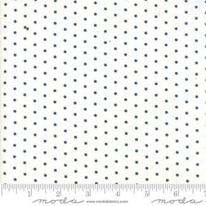 Moda Fabrics + Supplies "Oxford Prints - Cream/Denim Dot" by Sweetwater
